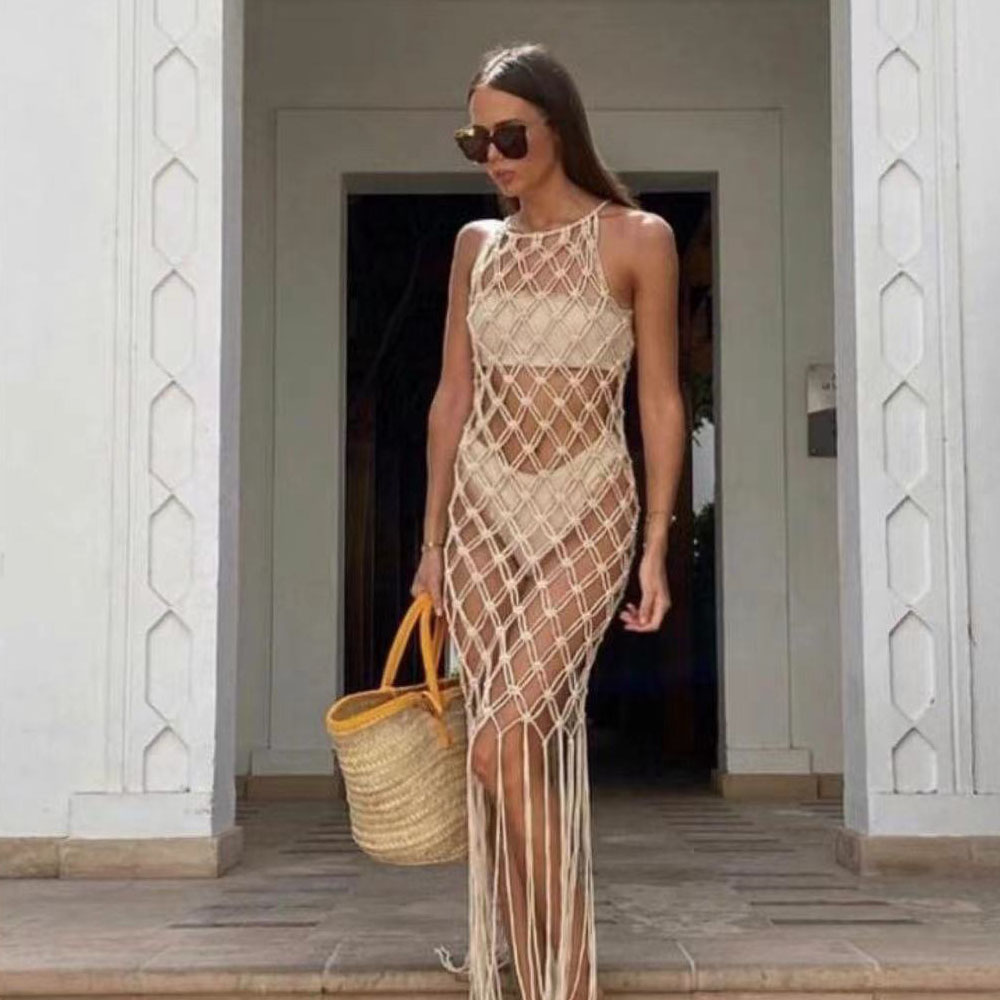 Street Fashion Runway - Beachapche feminino gola alta longa borla