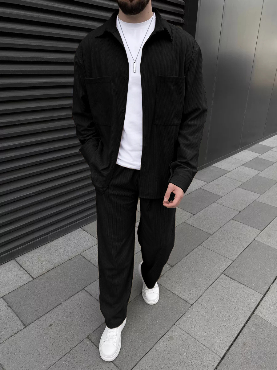 Street Fashion China - Conjunto Masculino de Corduroy em Duas