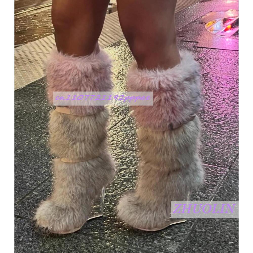 Inverno gradiente peludo trans - Street Fashion Runway avaliação e preço